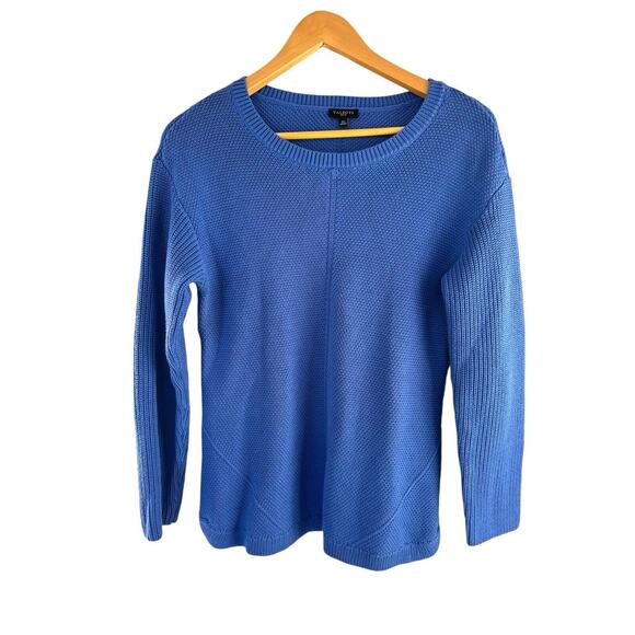 Talbots Blue Sweater Waffle Knit Pullover Size MP Medium Petite Casual Classic - Picture 1 of 8